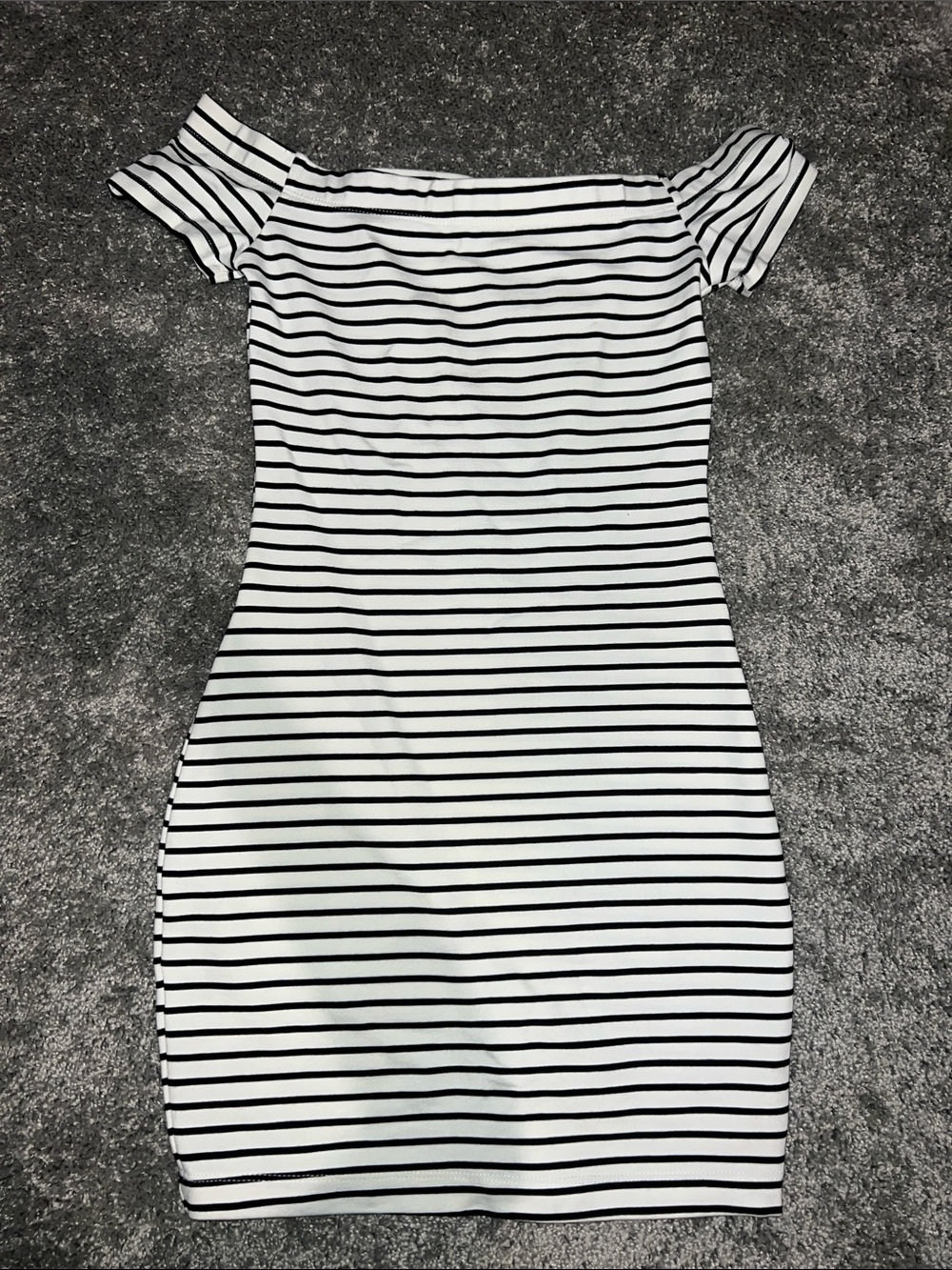 Guess Black & White One-Shoulder Striped Bodycon Dress